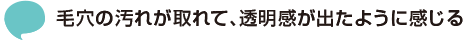 毛穴の汚れが取れて、透明感が出たように感じる